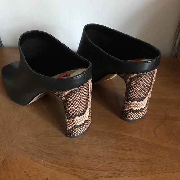 Dolce Vita Black Snake embossed heel Leather Mules - Picture 13 of 15